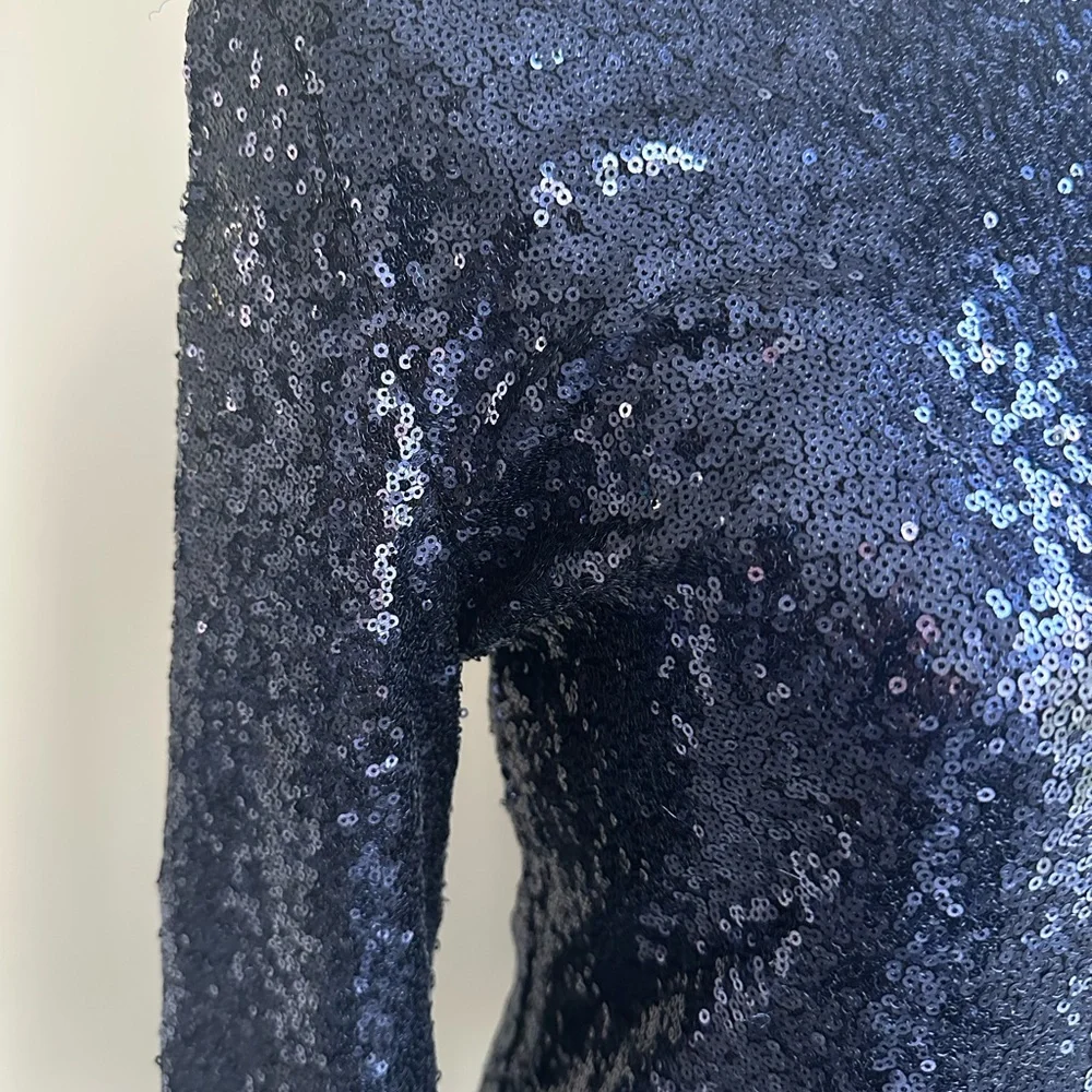 Cupio Navy Sequin cocktail Dress. Long sleeves. Sparkles. - Picture 5 of 9